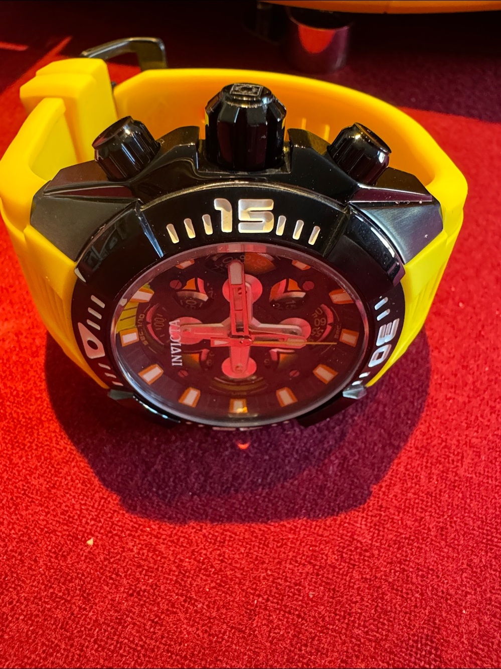 Invicta Racing Team black Dial Men's Watch with Yellow Strap